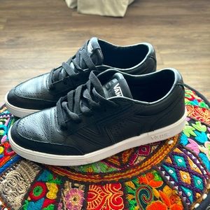NEW Unique Limited Edition Black Leather Vans (size 7.5 womens)